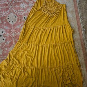 THREE BIRD NEST Maxi Dress size Large Gold/Mustard NEW+